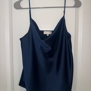 Ro & De Navy Blue Satin Tank Top